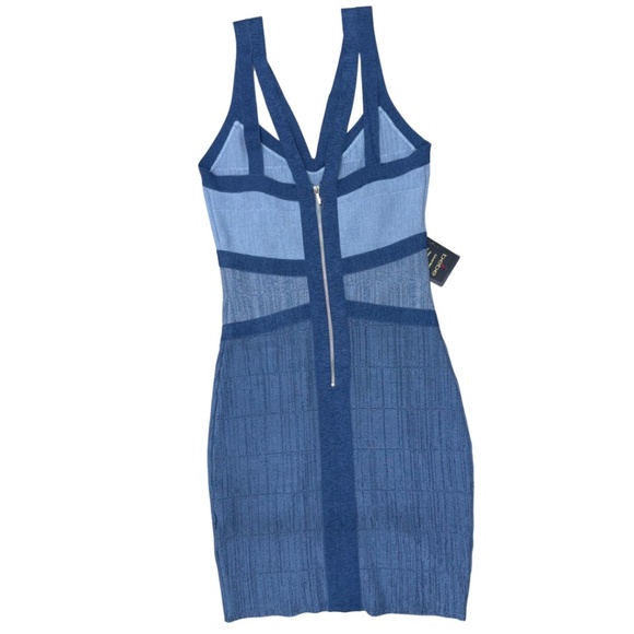 bebe mock denim bandage dress - size Small - Picture 4 of 5